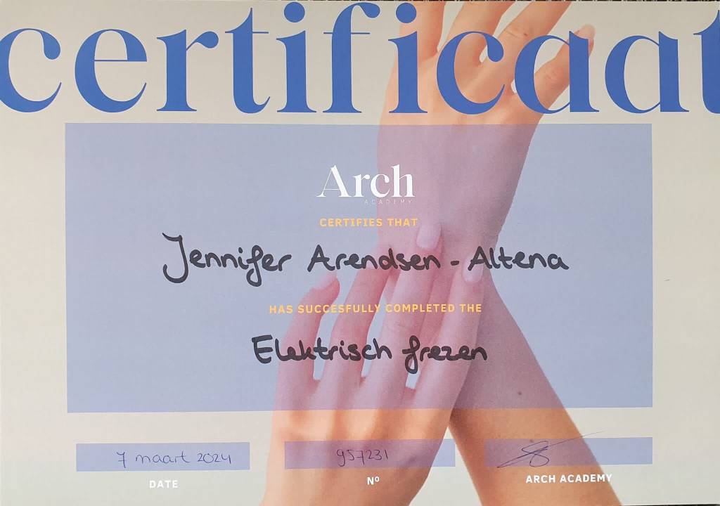 Certificaat voor Elektrisch Frezen.